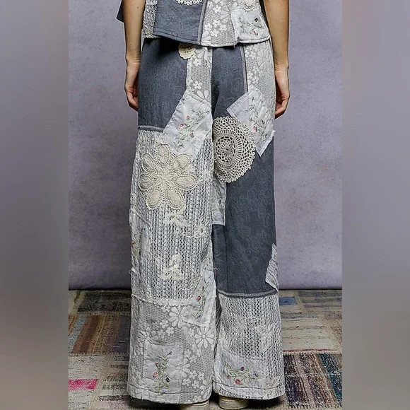 POL Patchwork Pants in Charcoal - Picture 3 of 5